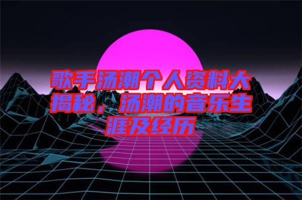 歌手湯潮個(gè)人資料大揭秘，湯潮的音樂生涯及經(jīng)歷