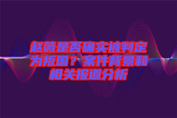 趙薇是否確實(shí)被判定為叛國？案件背景和相關(guān)報(bào)道分析