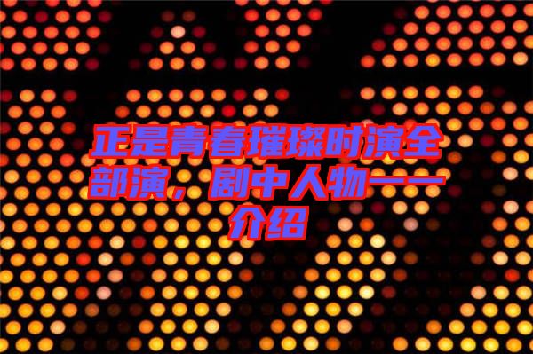 正是青春璀璨時演全部演，劇中人物一一介紹