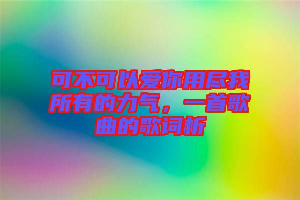 可不可以愛你用盡我所有的力氣，一首歌曲的歌詞析