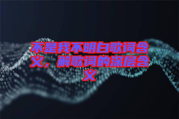 不是我不明白歌詞含義，解歌詞的深層含義