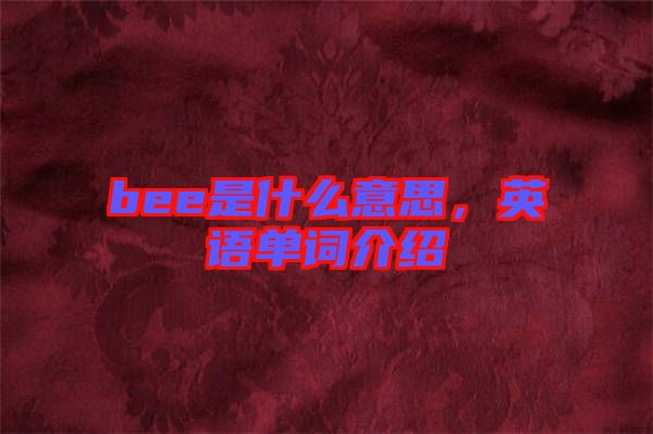 bee是什么意思，英語單詞介紹