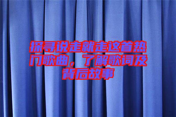 探尋說走就走這首熱門歌曲，了解歌詞及背后故事