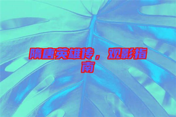 隋唐英雄傳，觀影指南