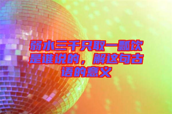 弱水三千只取一瓢飲是誰(shuí)說(shuō)的，解這句古語(yǔ)的意義