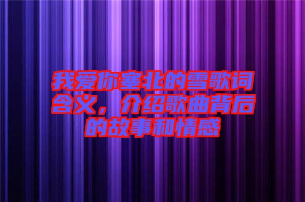 我愛你塞北的雪歌詞含義，介紹歌曲背后的故事和情感