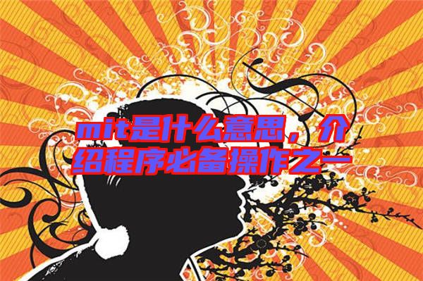 mit是什么意思，介紹程序必備操作之一