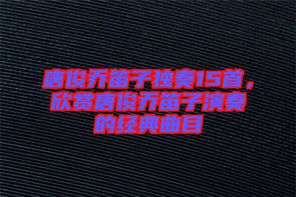 唐俊喬笛子獨(dú)奏15首，欣賞唐俊喬笛子演奏的經(jīng)典曲目