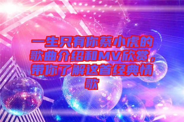 一生只有你蔡小虎的歌曲介紹和MV欣賞，帶你了解這首經(jīng)典情歌