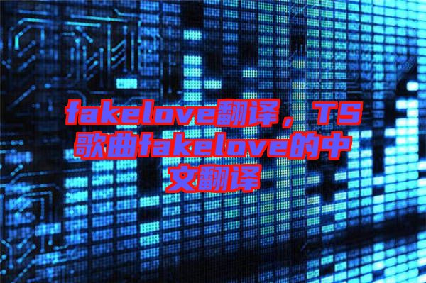 fakelove翻譯，TS歌曲fakelove的中文翻譯