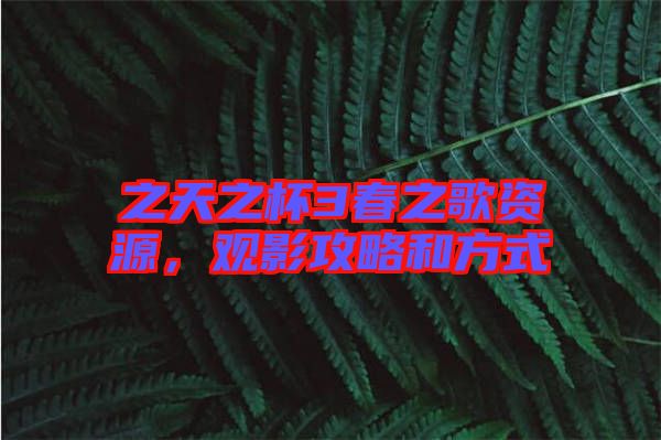 之天之杯3春之歌資源，觀影攻略和方式