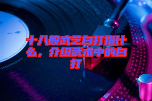 十八般武藝白打指什么，介紹武術(shù)中的白打