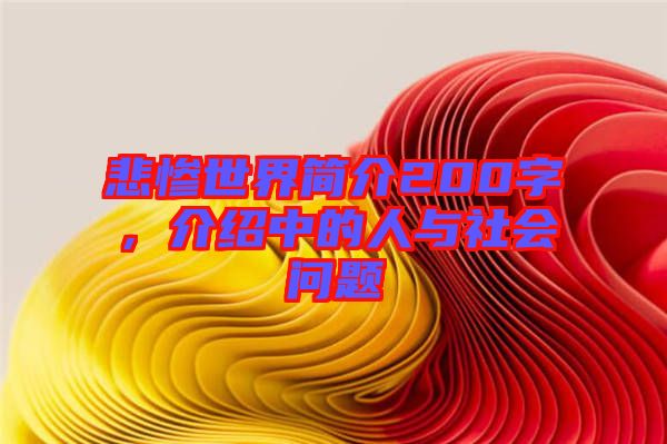 悲慘世界簡介200字，介紹中的人與社會(huì)問題