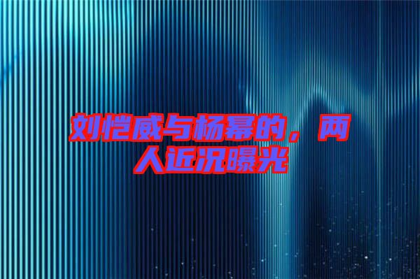 劉愷威與楊冪的，兩人近況曝光