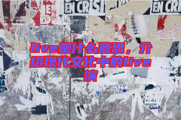 live是什么意思，介紹現(xiàn)代文化中的live演