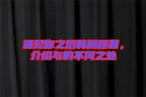 遇見你之后韓劇原著，介紹與的不同之處