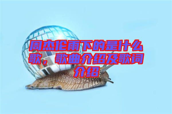 周杰倫雨下的是什么歌，歌曲介紹及歌詞介紹