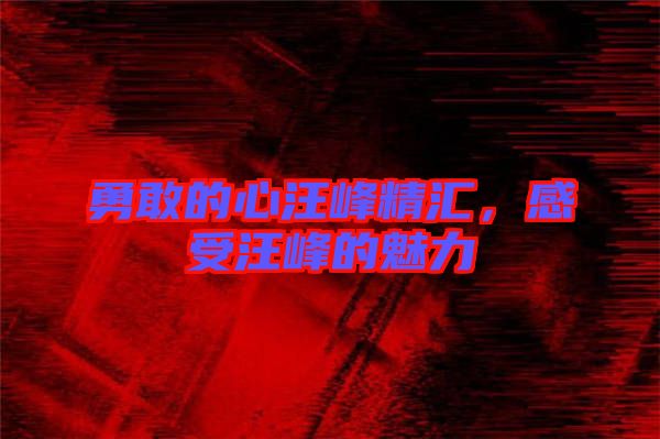 勇敢的心汪峰精匯，感受汪峰的魅力