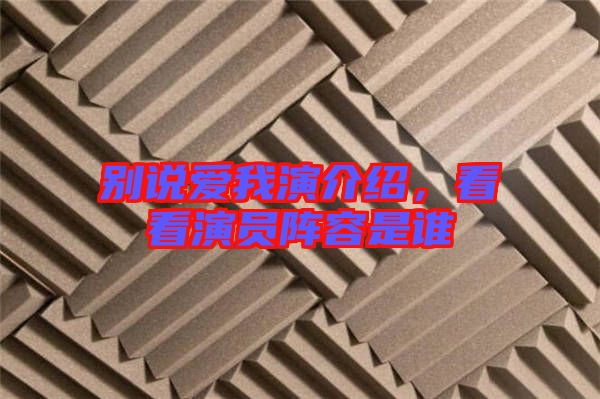 別說(shuō)愛我演介紹，看看演員陣容是誰(shuí)