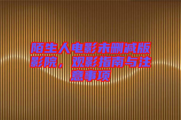陌生人電影未刪減版影院，觀影指南與注意事項(xiàng)