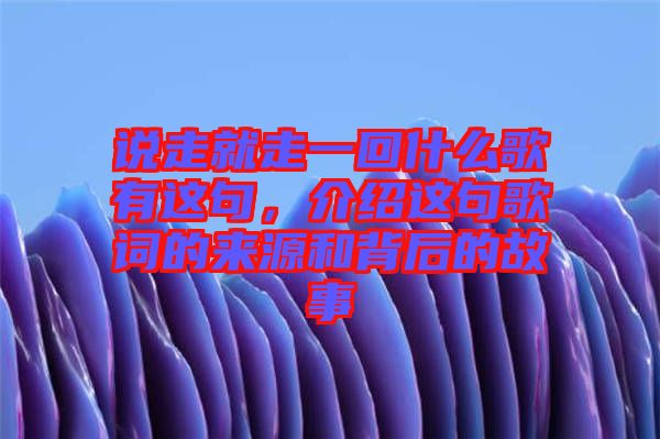 說(shuō)走就走一回什么歌有這句，介紹這句歌詞的來(lái)源和背后的故事