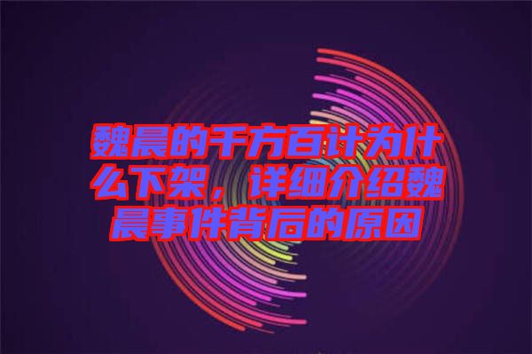 魏晨的千方百計為什么下架，詳細介紹魏晨事件背后的原因