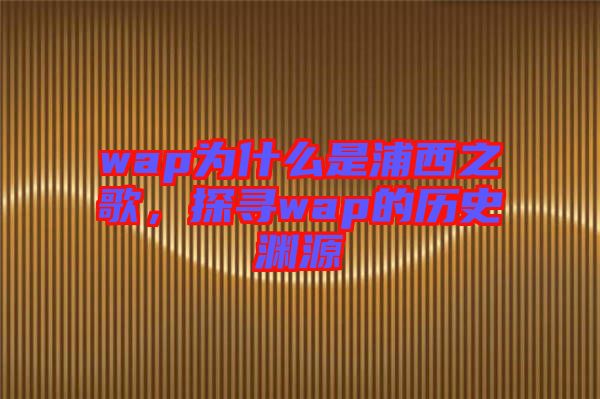 wap為什么是浦西之歌，探尋wap的歷史淵源