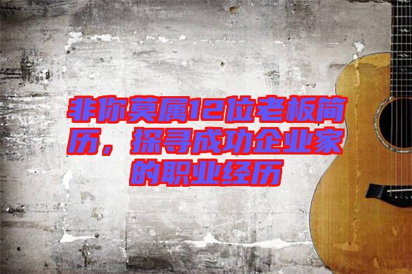 非你莫屬12位老板簡歷，探尋成功企業(yè)家的職業(yè)經歷