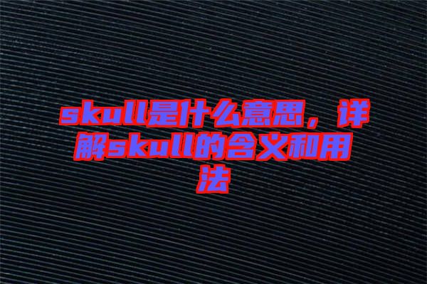 skull是什么意思，詳解skull的含義和用法