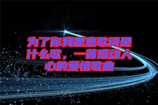 為了你我愿意歌詞是什么歌，一首感動(dòng)人心的愛(ài)情歌曲