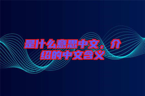 是什么意思中文，介紹的中文含義