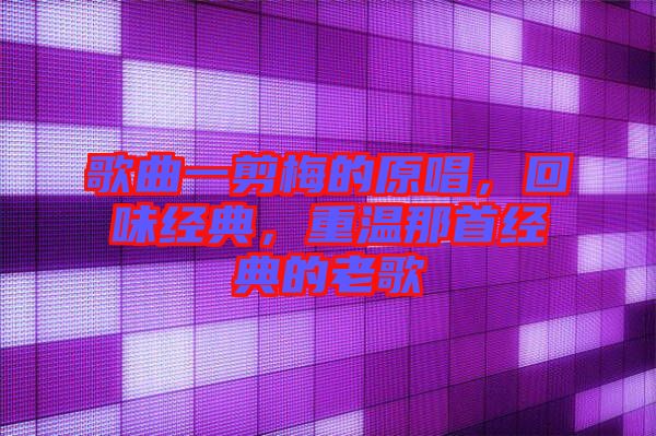 歌曲一剪梅的原唱，回味經(jīng)典，重溫那首經(jīng)典的老歌