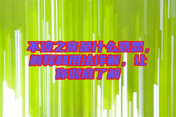 不速之客是什么意思，解釋和用法詳解，讓你徹底了解
