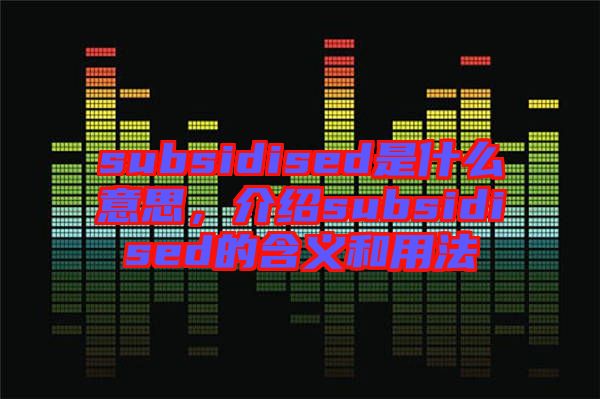 subsidised是什么意思，介紹subsidised的含義和用法