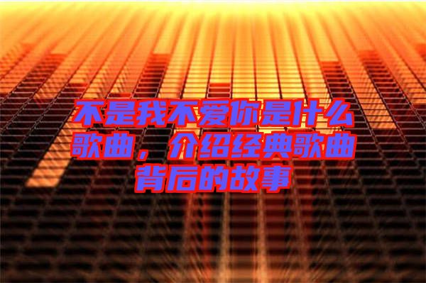 不是我不愛(ài)你是什么歌曲，介紹經(jīng)典歌曲背后的故事