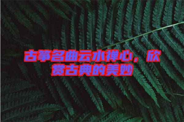 古箏名曲云水禪心，欣賞古典的美妙