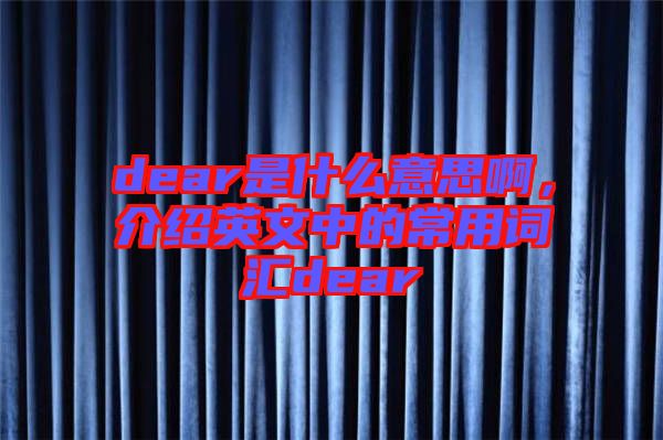 dear是什么意思啊，介紹英文中的常用詞匯dear