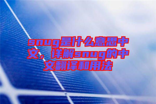 snug是什么意思中文，詳解snug的中文翻譯和用法