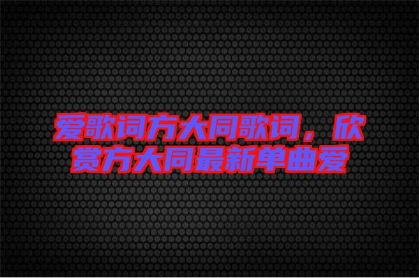 愛歌詞方大同歌詞，欣賞方大同最新單曲愛