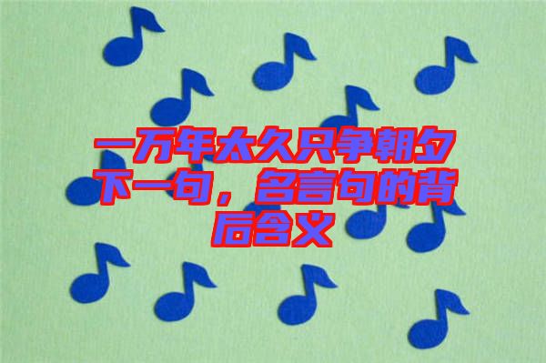 一萬年太久只爭朝夕下一句，名言句的背后含義
