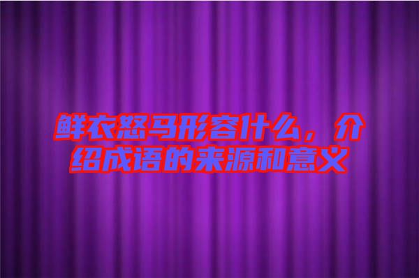 鮮衣怒馬形容什么，介紹成語的來源和意義