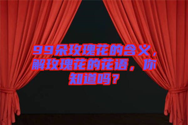 99朵玫瑰花的含義，解玫瑰花的花語，你知道嗎？