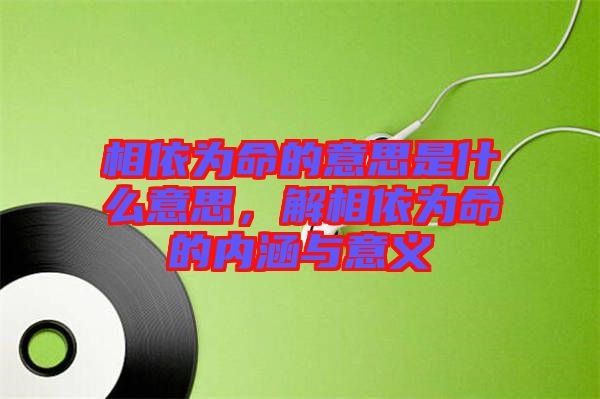相依為命的意思是什么意思，解相依為命的內(nèi)涵與意義