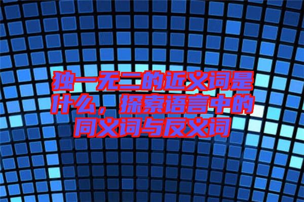 獨(dú)一無二的近義詞是什么，探索語言中的同義詞與反義詞