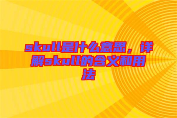 skull是什么意思，詳解skull的含義和用法
