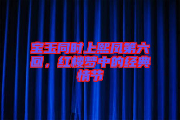 寶玉同時上熙鳳第六回，紅樓夢中的經(jīng)典情節(jié)