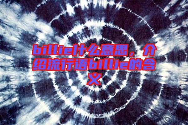billie什么意思，介紹流行語billie的含義
