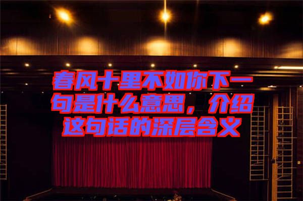 春風(fēng)十里不如你下一句是什么意思，介紹這句話的深層含義