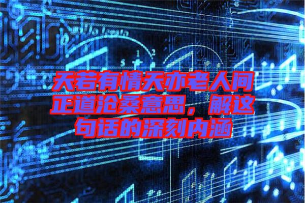 天若有情天亦老人間正道滄桑意思，解這句話(huà)的深刻內(nèi)涵