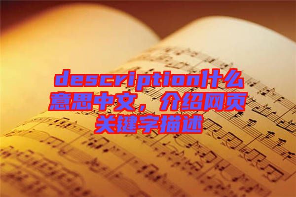 description什么意思中文，介紹網(wǎng)頁(yè)關(guān)鍵字描述